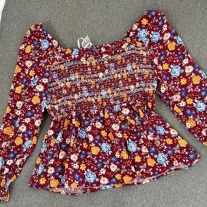 Babydoll Top Floral 2XL stretch Long Sleeve